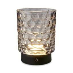 BRILONER - LED Table Lamp Cordless IP44, Glass Body, Touch, Step Dimmable, Rechargeable Battery & Light Source Replaceable, Bedside Light, Candle Lamp, Decorative Lamp, Garden Lights, 15x11cm, Grey