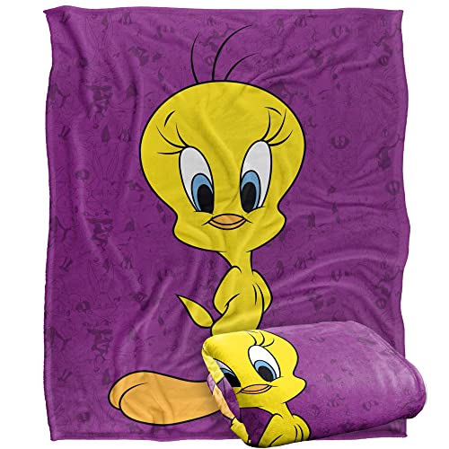 LOONEY TUNES Blanket, 152 x 127 cm, Tweety Bird Character Silky Touch Super Soft Throw