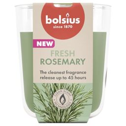 Bolsius - Rosemary - Scented Candle - Burn time of 45 Hours - 3.8″ × 3.3″ - Natural Extracts – Contains Vegan Wax – No Palm Oil