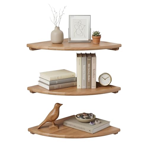 Relaxdays Corner Shelf, HxWxD: 3 x 35 x 35 cm, walnut, living room, decor, max load 5 kg, wall-mounted bookshelf