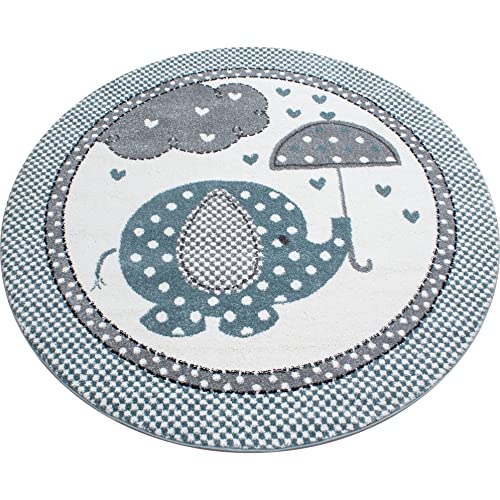 Giantore Children's Room Short Pile Rug Elephant Flat Pile Children's Rug
