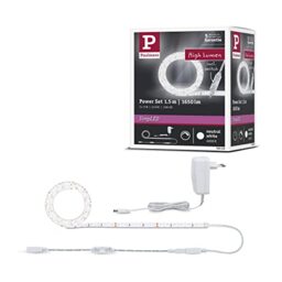 Paulmann 78958 LED Strip SimpLED Power 1.5m with Cord dimmer 1100lm/m incl. 1x17 Watt IP44 dimmable Lighting Strip White Light Strip Plastic LED Strip 4000 K