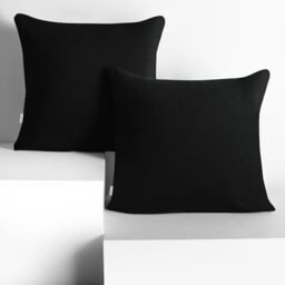 DecoKing Set of 2 Pillowcases 40 x 40 cm, Jersey Knit, 100% Combed Cotton, zip closure, color Black, Amber