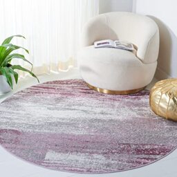 Safavieh Modern Rug for Living Room, Dining Room, Bedroom - Adirondack Collection, Short Pile, in Grey and Purple, 122 X 122 cm