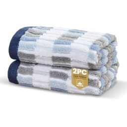 Rapport Home Santa Cruz Face Towels 2 Pack - Blue - 30x30cm - Luxurious 500GSM 100% Cotton - Oeko-Tex Certified Soft & Absorbent Face Cloths