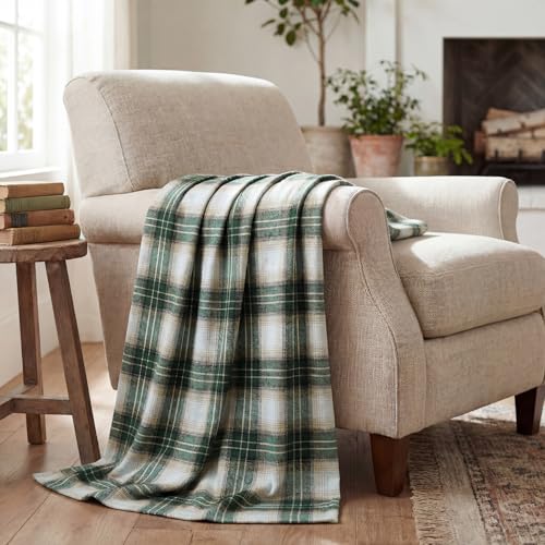 Horaldaily Green Light Coffee Plaid Spring Decorative Throw Blanket 60x80 - Rustic Farmhouse Soft Lightweight Non-shedding Plaid Throw Blanket for Couch Sofa Bed Decoration, Ideal Gift for Kids Adults