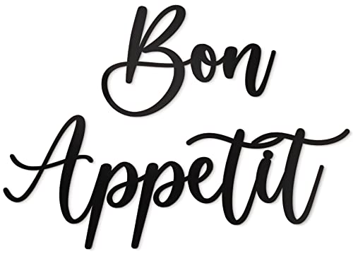 "Vivegate Bon Appetit Metal Wall Decor - 17""X12"" Black Farmhouse Modern Cute large Bon Appetit Metal Wall Art For Hanging kitchen signs wall decor"