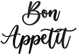 "Vivegate Bon Appetit Metal Wall Decor - 17""X12"" Black Farmhouse Modern Cute large Bon Appetit Metal Wall Art For Hanging kitchen signs wall decor"