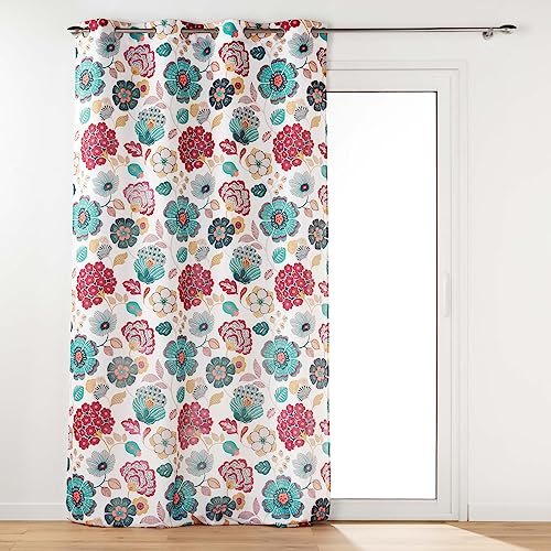 Douceur d'Intérieur, Winteria Net Curtain with Eyelets (140 x 240 cm) White Sand Printed Voile