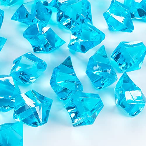 Acrylic Crushed Ice Rocks, Babenest 150 PCS Fake Crystals Plastic Ice Cubes Diamonds Gems for Vase Fillers, Home Decoration, Table Scatter, Event, Wedding, Arts & Crafts (Baby Blue)