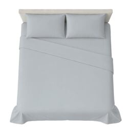 hermet 4-Piece Plain Double Bed Sheet Set, Fitted Sheet, Flat Sheet, 2 Pillowcases 50 x 80 cm, 30 cm Corner, Soft Microfibre, Oekotex Certified, No Iron