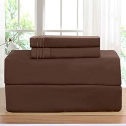 Luxurious Bed Sheets Set on Amazon! Elegant Comfort1500 Premier Wrinkle,Fade and Stain Resistant 4-Piece Bed Sheets, Deep Pocket, California King Chocolate
