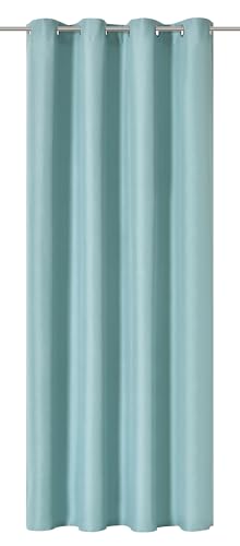 Elbersdrucke Eyelet Curtain Lino 13 Mint Opaque 255 x 140 cm 201432 Curtain for the Living Room Bedroom Kitchen Hallway Children's Room