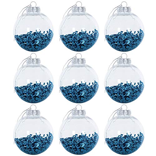 Mr Crimbo 9 Pack Shaker Christmas Tree Baubles Xmas Decorations 8cm - Deep Blue