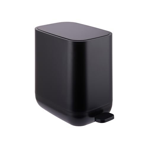 Relaxdays 7L Narrow Pedal Bin with Soft-Close Lid, Removable Inner, Matte Black, 30x18x28cm