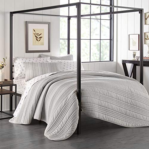 Stone Cottage - King Quilt Set, Reversible Cotton Bedding with Matching Sham, Pre-Washed for Added Softness (Whitehills Grey, King)