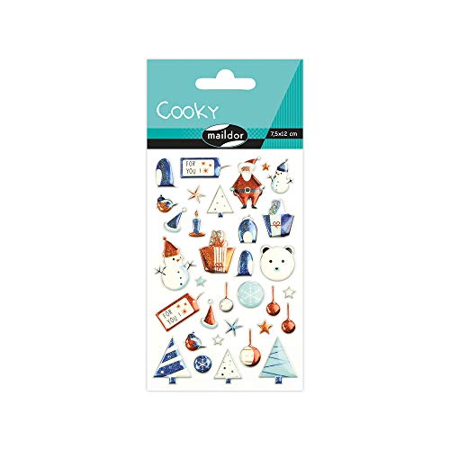 Maildor CY103C - Cooky 3D STICKERS - 8 sheets 12x8 cm - 778 stickers - CHRISTMAS THEME - Children's Arts and Crafts Accessories - Creative and Leisure