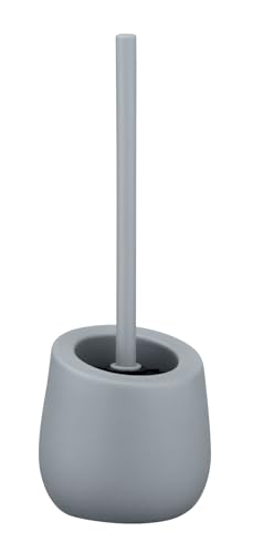 WENKO Badi Toilet Brush and Brush Set Made Ceramic with Matte Surface Including Toilet Brush Diameter 7.5 cm Silicone Brush Head in Black with Non-Stick Effect Diameter 13.5 x 38 cm
