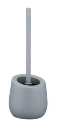 WENKO Badi Toilet Brush and Brush Set Made Ceramic with Matte Surface Including Toilet Brush Diameter 7.5 cm Silicone Brush Head in Black with Non-Stick Effect Diameter 13.5 x 38 cm