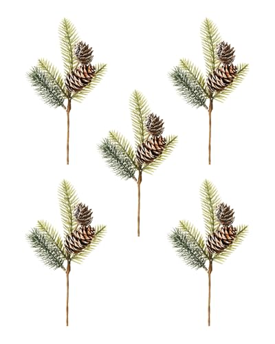 Set of 5 Spruce Pinecone Picks, 22 cm – Decorative Stems for Christmas Trees & Wreaths