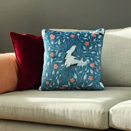Paoletti Georgiana Botanical Feather Filled Cushion - Twin Pack, Slate Blue, 45 x 45cm