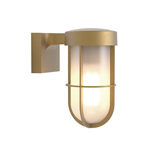 Astro Cabin Wall Frosted Outdoor Wall Light - IP44 Rated - (Antique Brass), E27/ES Lamp, Designed in Britain - 1368008-3 Years Guarantee