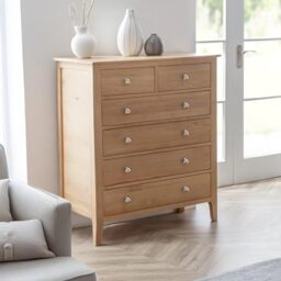 Julian Bowen Cotswold Chest of Drawers, 6 Drawer, Solid Oak - H101 x W83cm
