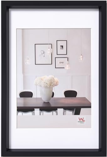 walther design Picture Frame Black 30 x 45 cm with PassepArtout, Steel Style Plastic Frame ES045B