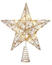 WeRChristmas Pre-lit Sprinky Christmas Tree Top Star LED Lights, Gold, 31cm
