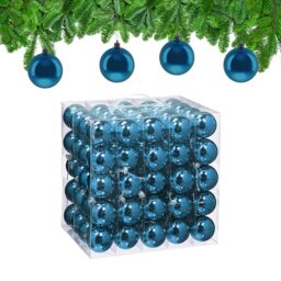 Relaxdays Christmas Baubles, Set of 100, Festive Tree Ornaments, D: 6 cm, Holiday Decorations, Plastic, Shiny, Petrol