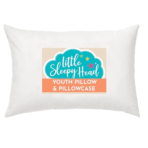 Little Sleepy Head Youth Pillow with Pillowcase (White) - 16 X 22 - Soft & Hypoallergenic - Better Sleep for Kids - Perfect Size - Backed by Our Love The Fluff Guarantee