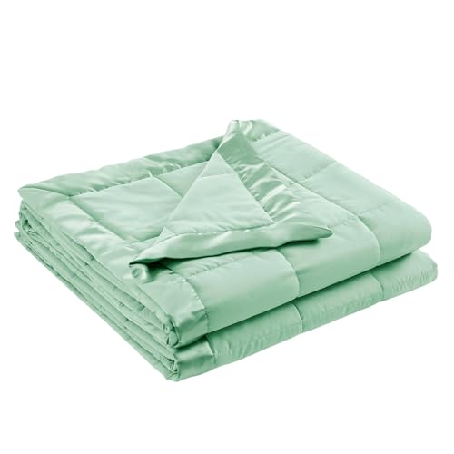 Madison Park Windom Down Alternative Blanket, Premium 3M Scotchgard Moisture Wicking Treatment, Lightweight and Soft Bed Cover For All Season, Satin Trim, Seafoam Full/Queen