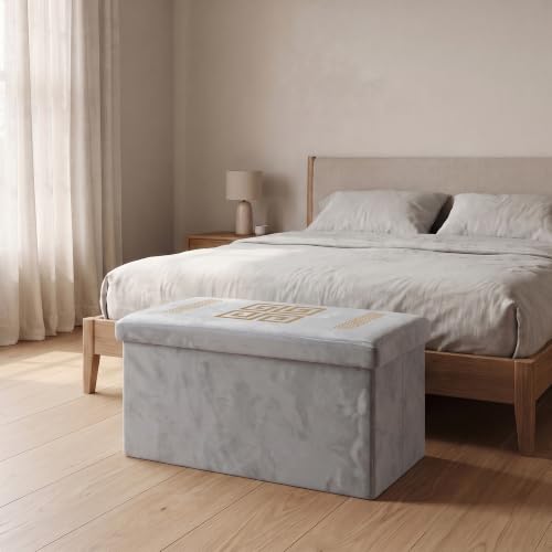 GC GAVENO CAVAILIA Greek Ottoman Storage Box, Grey, Large - With Lids
