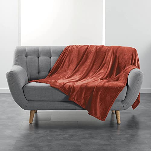 Douceur d'Intérieur FLANOU Plaid, Terracotta, 180 x 220 cm