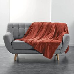 Douceur d'Intérieur FLANOU Plaid, Terracotta, 180 x 220 cm