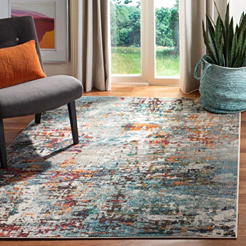 Safavieh Modern Chic Indoor Woven Rectangle Area Rug, Madison Collection, MAD471, in Grey / Blue, 122 X 183 cm for Living Room, Bedroom or Any Indoor Space