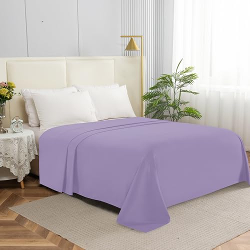 Elegant Comfort Premium Hotel Quality 1-Piece Flat Sheet, Luxury & Softest 1500 Thread Count Egyptian Quality Bedding Flat Sheet, Wrinkle, Stain and Fade Resistant, California King, Lilac