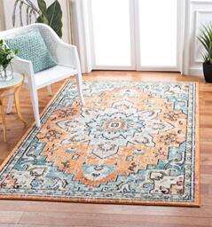 Safavieh Boho Rug for Living Room, Dining Room, Bedroom - Madison Collection, Short Pile, in Orange and Teal, 160 X 229 cm