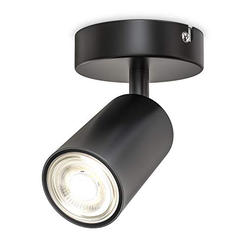 B.K.Licht Wall Light/Ceiling Lamp, Adjustable Spot, GU10 Socket, Bulb not Included, Rotatable Spotlight for Living Room, Bedroom, Corridor, Metal Spot, Flexible Design IP20 230V, 9x9 cm, Matt Black
