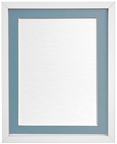 FRAMES BY POST Rio Picture Photo Frame, MDF Wood, White with Blue Mount, 12 x 10 Inches Image Size 9 x 7 Inches