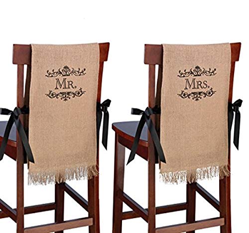 Lillian Rose Mr. and Mrs. Burlap Chair Covers, 40 by 12-Inch