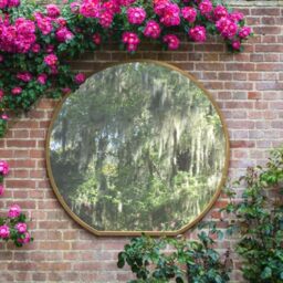 "The Circulus - Gold Framed Flat Bottom Circular Garden Wall Mirror - Perfect for the Mantle! 50"" X 47"" (126CM X 120CM)"