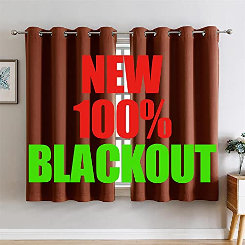 G2000 100% Blackout Curtains for Bedroom & Living Room - 63 Inch Length Rust Curtains, Room Darkening, Thermal Lined, Insulated, Light Blocking, Noise Reducing - 2 Panels Set