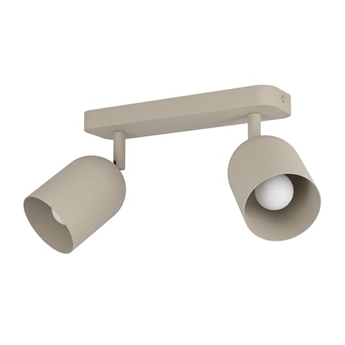 Eglo Spotlight bar Tilston, Light Fitting with 2 Flexible Spots, Ceiling lamp for Living Room and Bedroom, Sand Beige Steel, E14 Socket