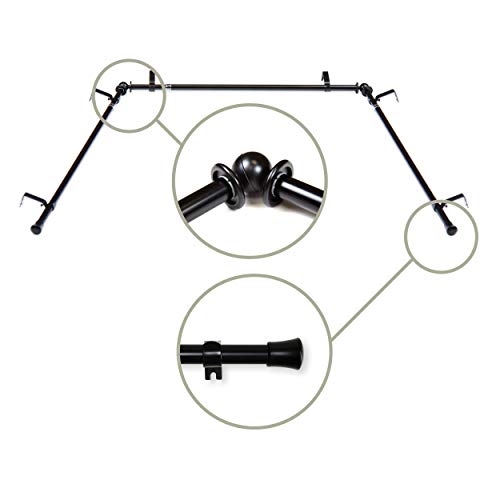 Rod Desyne 5/8 inch Bay Curtain Rod, 20-36 inch, 38-72 inch, Black