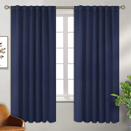 BGment 72 inch Length Blackout Curtains - Rod Pocket and Back Tab Thermal Curtains for Bedroom/Living Room/Kitchen Home Decor, 2 Window Curtain Panels (52 x 72 Inch, Navy Blue)