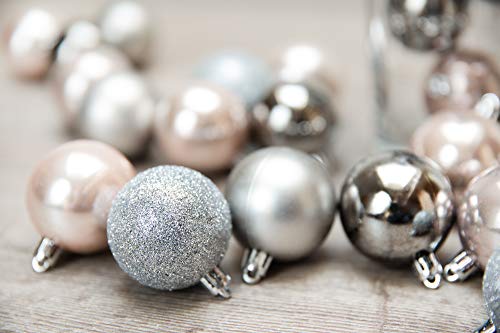 HEITMANN DECO Christmas Tree Baubles Plastic, Taupe/Silver/Brown, 30 Pieces