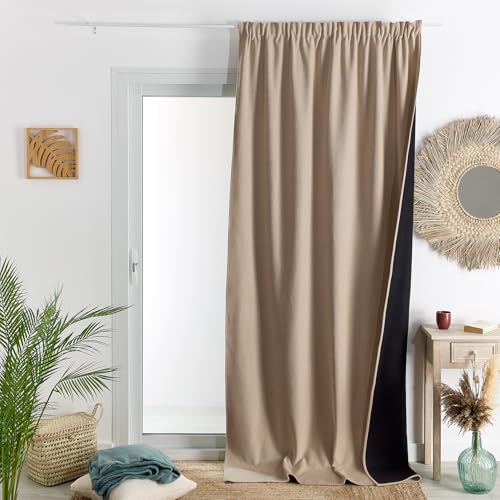 HomeMaison.com Insulating Curtain – Thermal Curtain – Blackout Curtain – Beige – Curtain 140 x 260 cm