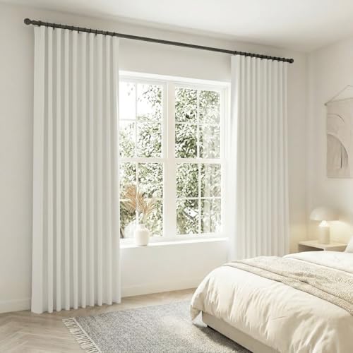 120 Inch Curtains 120 Inches Long Blackout,Cream 10 FT Extra Long Curtains 120 Length for 10 Foot High Ceiling Living Room 2 Panels Set,Black Out Back Tab Pleated Hooks Clip Rings Drapes,Ivory