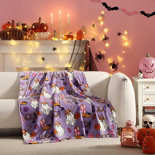 "Betsey Johnson - Blanket, Buttery-Soft Throw Blanket for Couch or Bed, Boldly Plush & Oversized Bedding, Halloween Decor (Howdy Ghouls Purple, 50"" x 70"")"